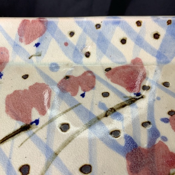 Vintage David Batz Studio Art Pottery square floral tray - Picture 11 of 11